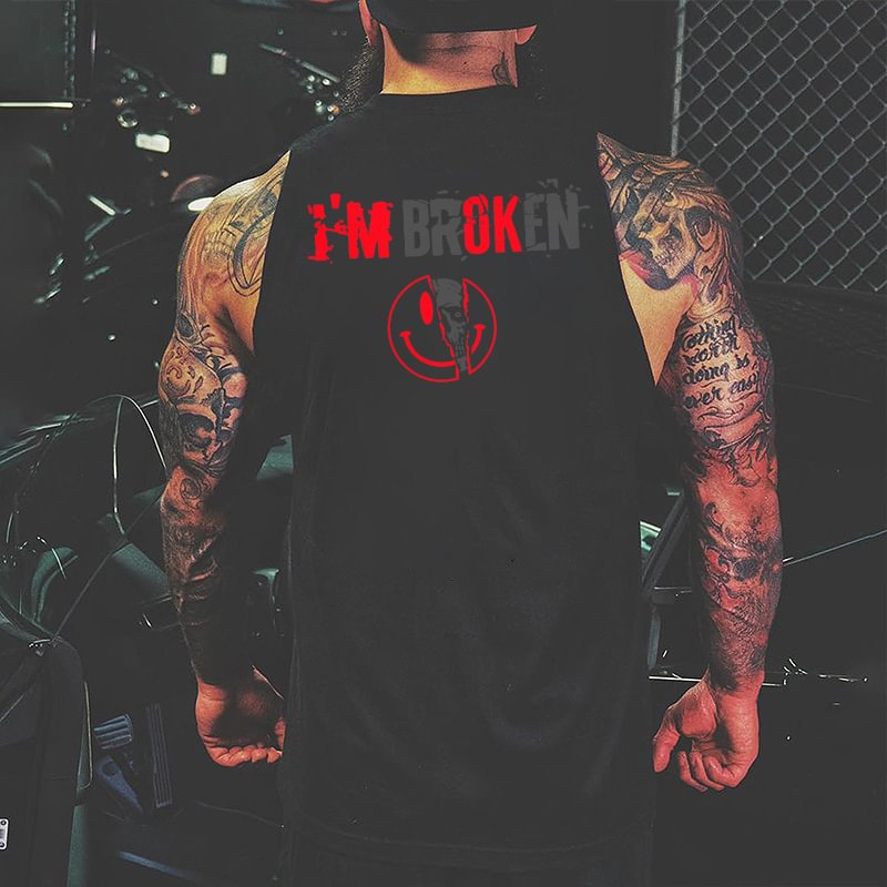 Livereid I'm Broken Printed Men's Vest - Livereid