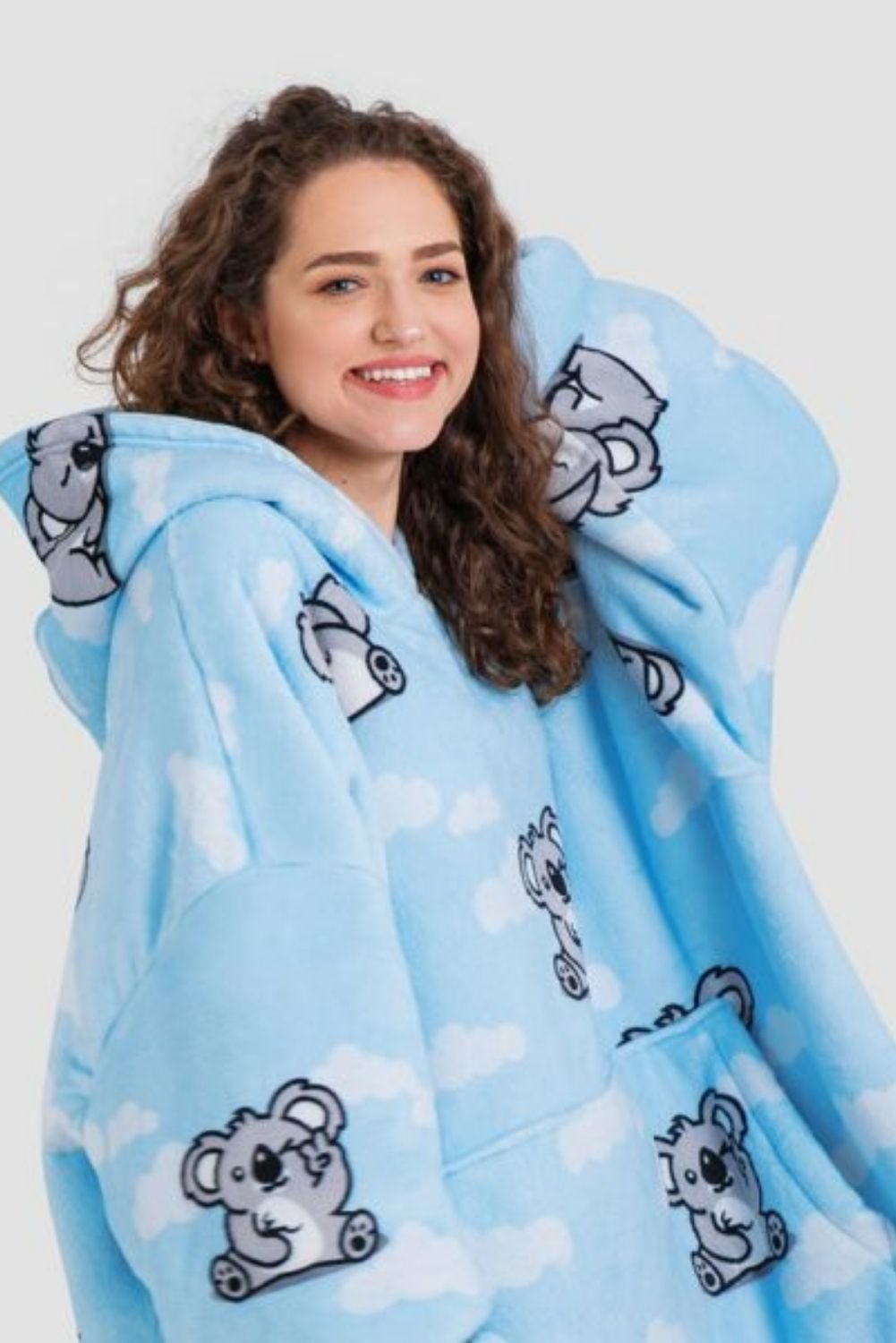 Blue Koala Oversized Plush Blanket Hoodie 