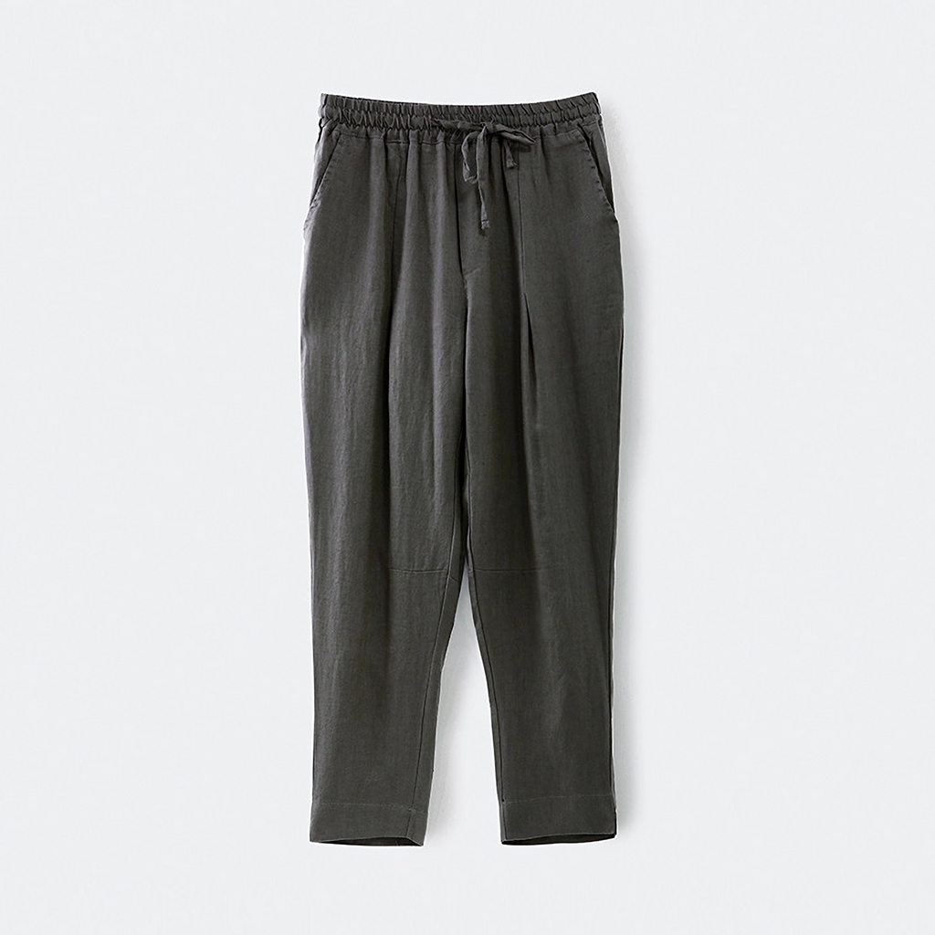 Linen Pants Men 100% Linen Cropped Trousers Breathable Moisture Wicking REAL SILK LIFE
