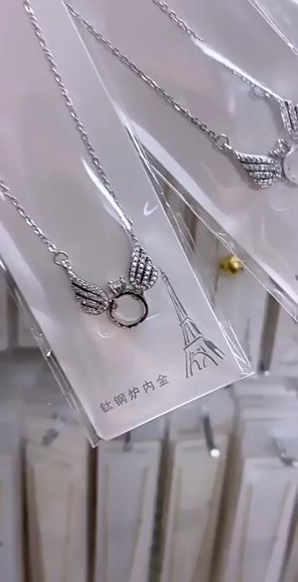 Angel Wings Zirconia Gold-Plated Necklace 