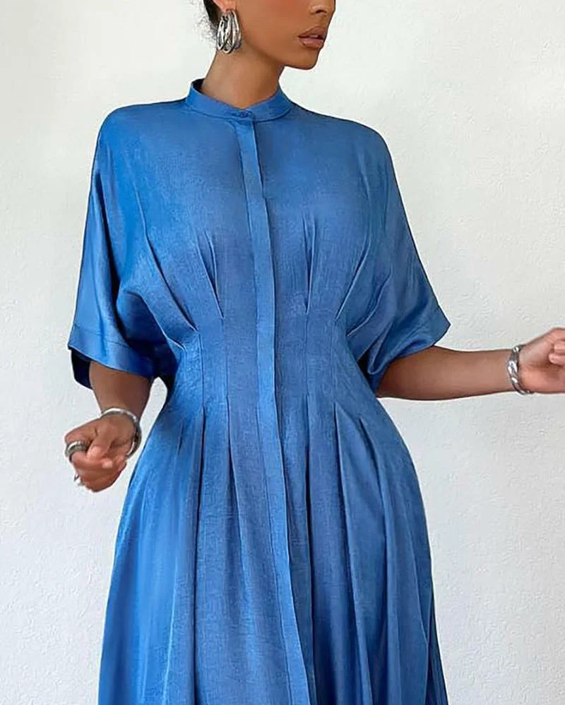 Sleek High Waist Pleated Maxi Dress