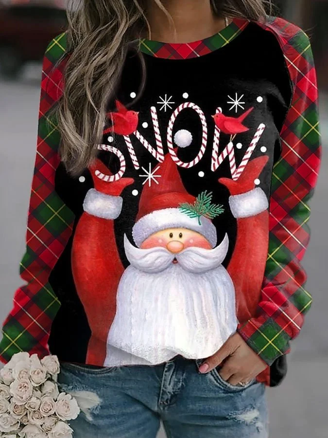 Christmas Round Neck Long Sleeve Sweatshirt-mysite
