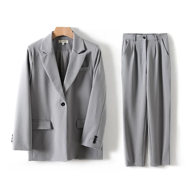 Women Blazer And Guard Pants Sets Two Pieces OL Single Breasted Jacket