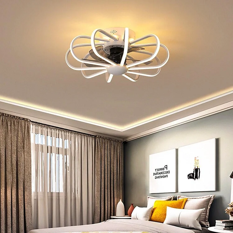 5 Blade Modern Ceiling Fans With Surrounding Exterior LED Lights - Appledas