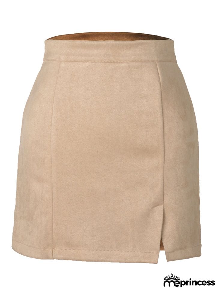 Women's Sexy A Line Suede High Waisted Skirts