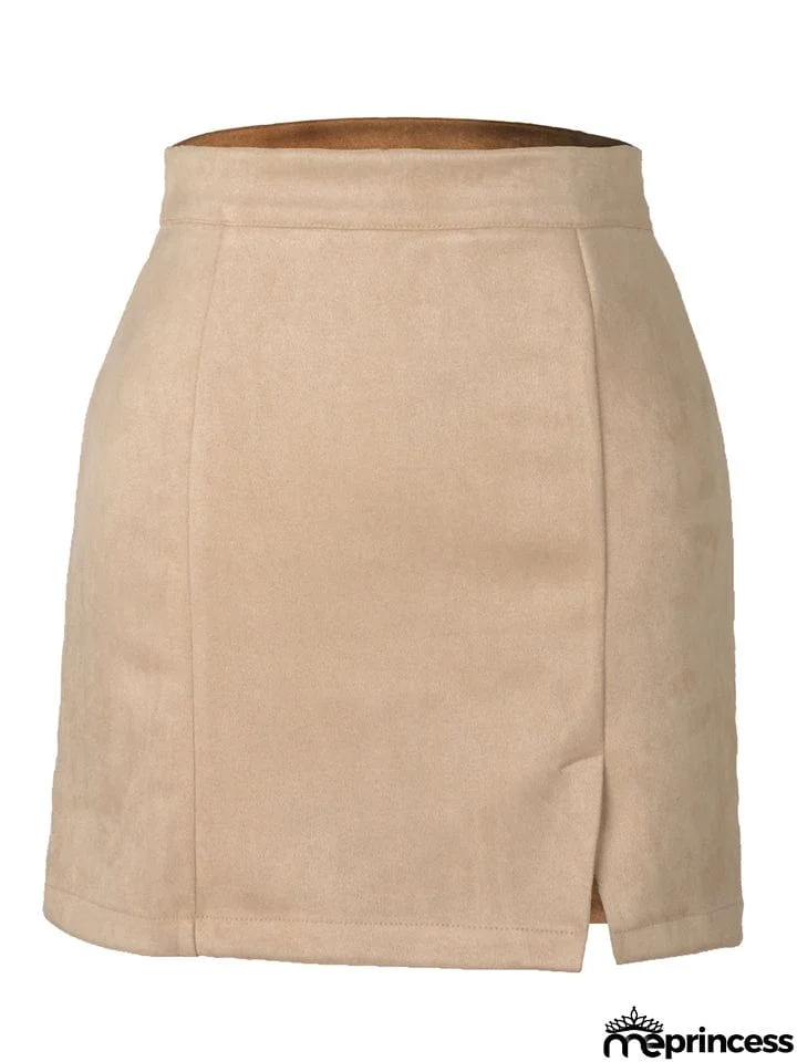 Women's Sexy A Line Suede High Waisted Skirts