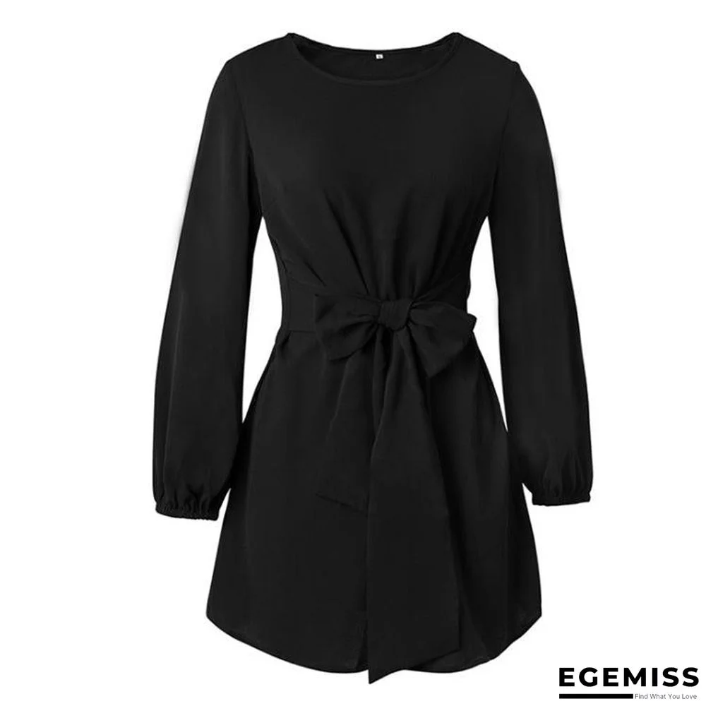 Solid Color Plus Size Loose Simple Dress Belt Temperament Women's Wear | EGEMISS