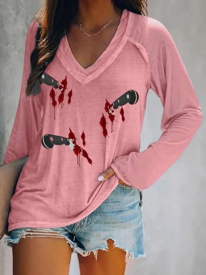 Women's V-Neck Long Sleeve T-Shirt