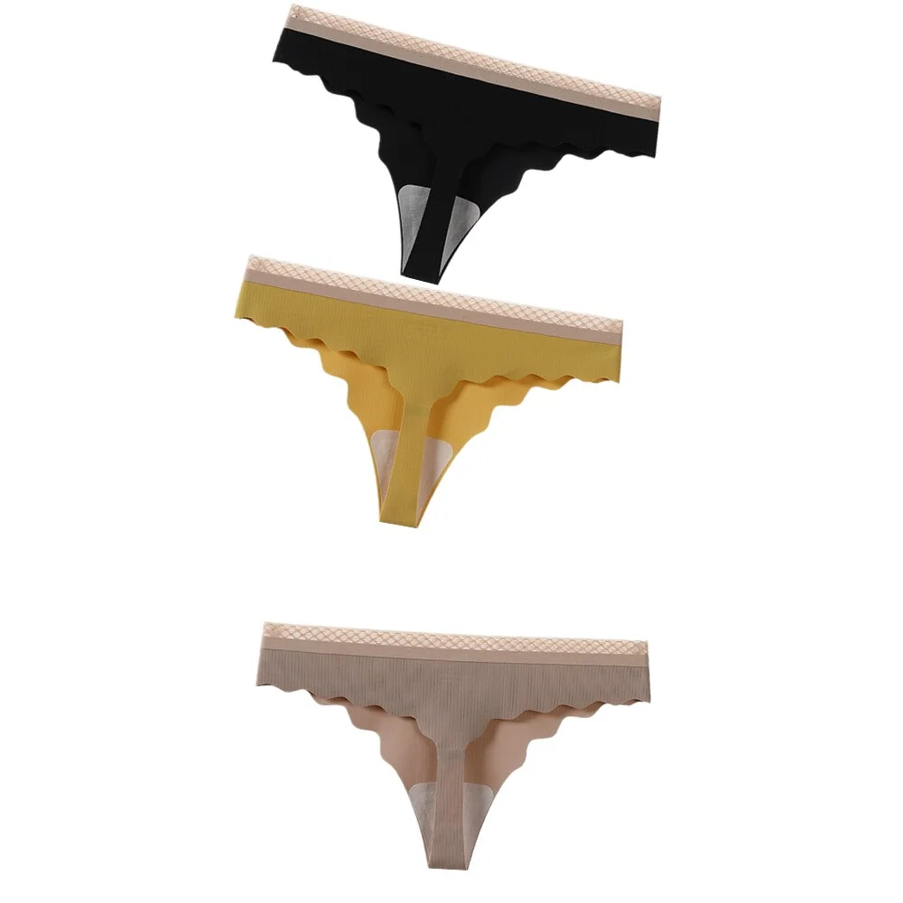 3Pcs Hot Ice Silk Women Panties Invisible Ultra Thin Seamless Underwear Thong Underpants Sexy Lingerie G String Intimates T Back
