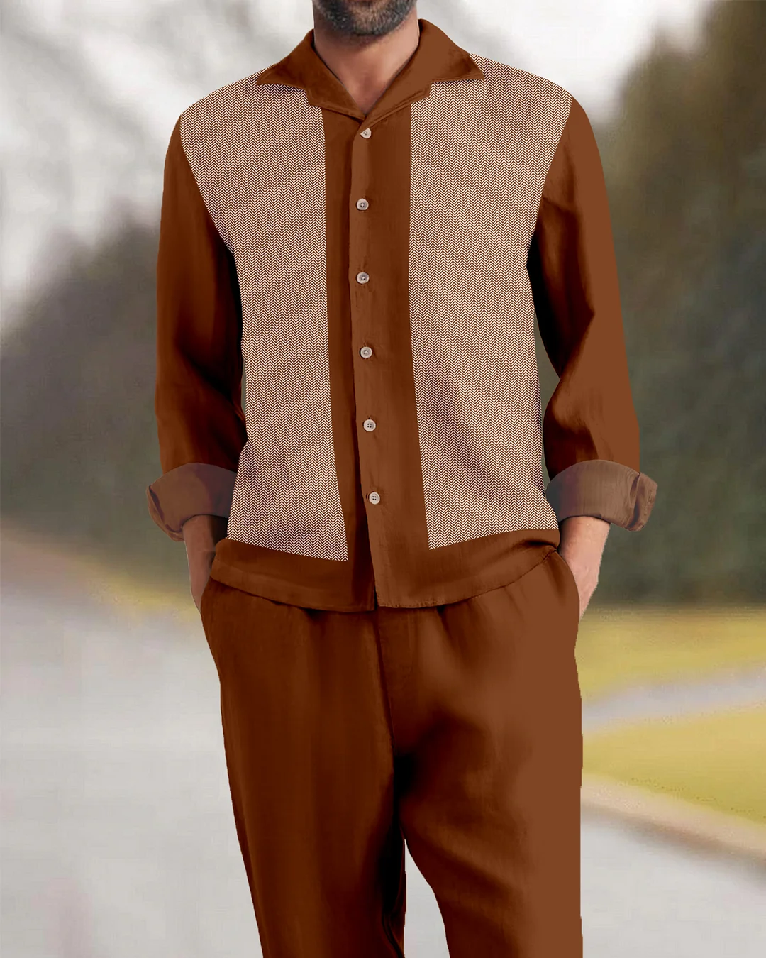 Suitmens Men's Comfortable Casual Plain Long Sleeve Suit-0032