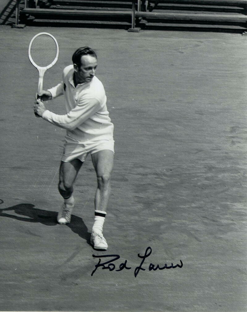 ROD LAVER SIGNED AUTOGRAPH 8X10 Photo Poster painting - TENNIS LEGEND, BALL, WIMBLEDON CHAMPION