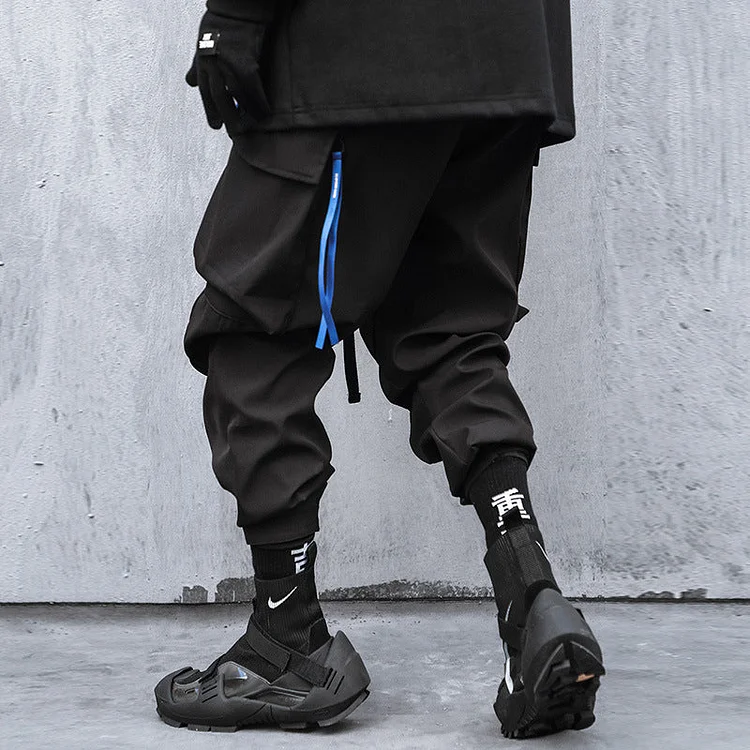 Dawfashion Techwear Streetwear-Spring New Functional Style Double Woven Belt Waist Buckle Loose Work Wear Leggings Casual Pants-Streetfashion-Darkwear-Techwear