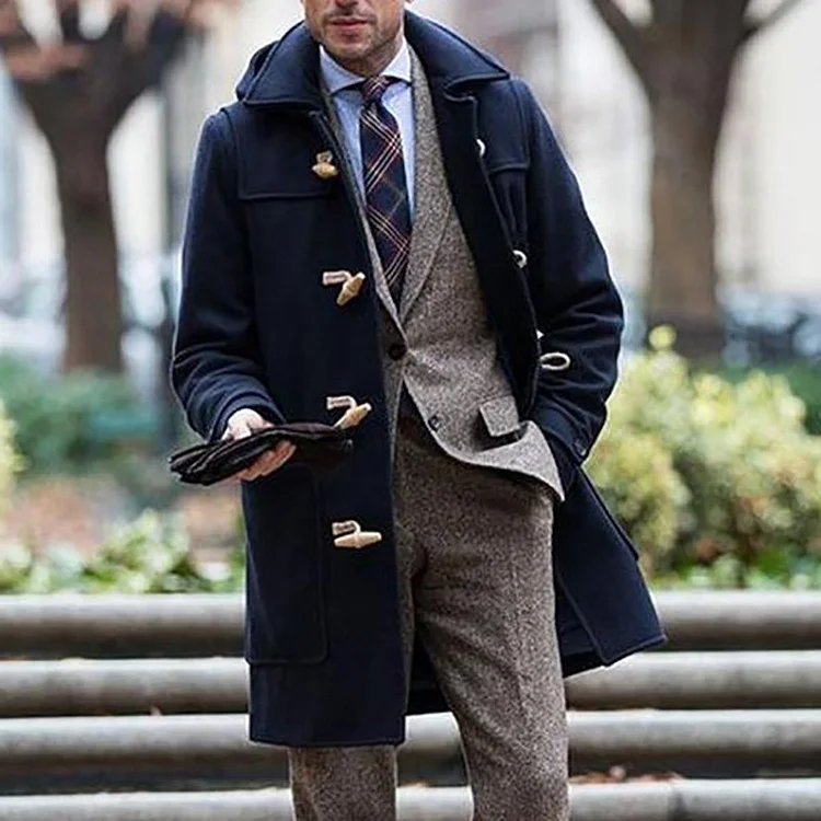 Casual men's medium and long Lapel coat