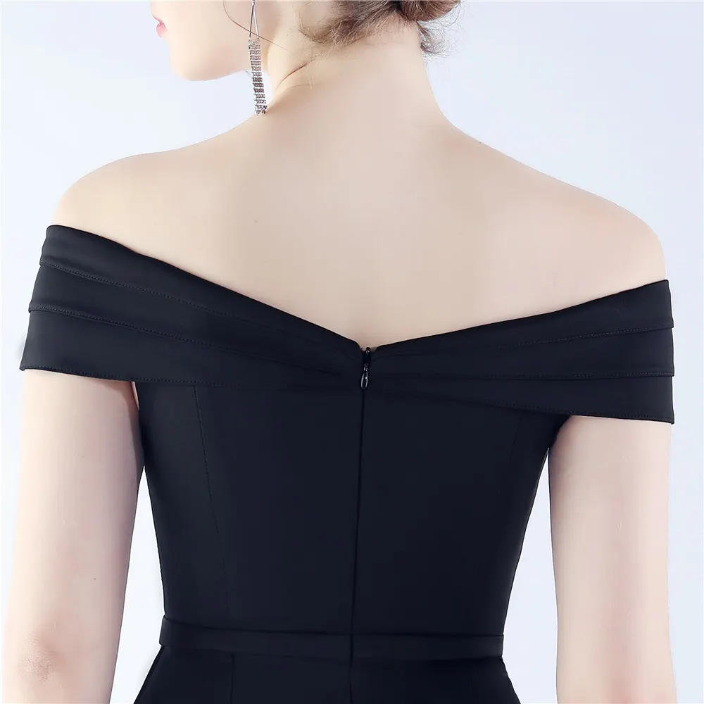 Classic Satin Off Shoulder Long Evening Dress - Elegant & Timeless - Ootddress