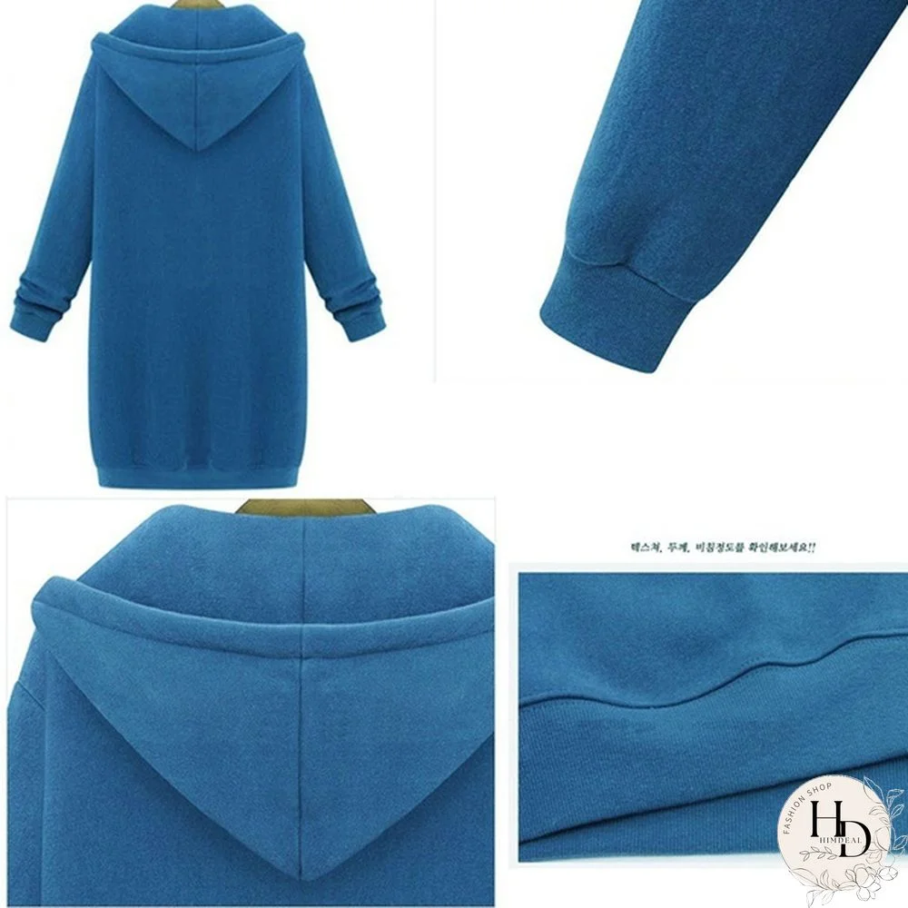 Plus Size Autumn Winter Women Cardigan Extra Long Thicken Velvet Jacket Loose Hoodie Coat