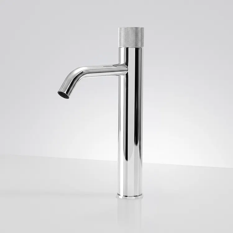 EVERSTEIN 12 in. Knurled Vessel Bathroom Sink Faucet Polished Chrome