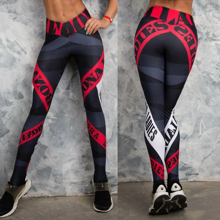 Uveng Yoga Pants High Waist Elastic Gym Fitness Sports Leggings Push Up Workout Running Sportswear Woman Printed Training Trousers