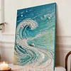 DIY Pearl Painting Waves for Home Wall Decor with Frame(40x30cm)