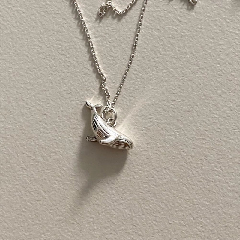 925 Sterling Silver Whale Pendant Necklace