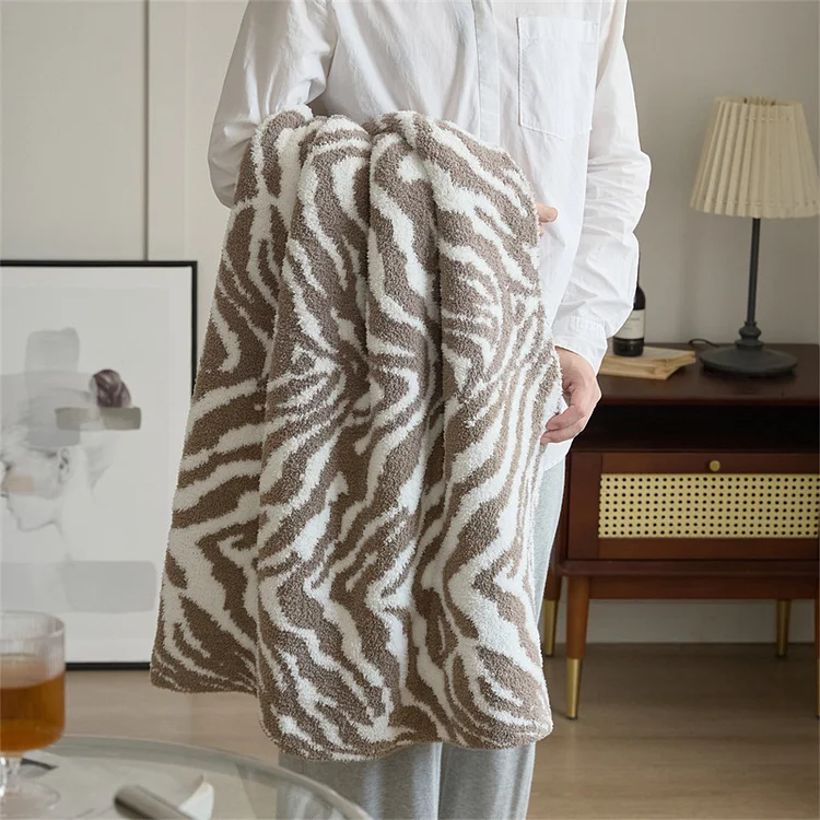 Literary Knit Zebra Pattern Blanket