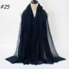 Pleated Linen Cotton Scarf Woolen Edge Women Hijab Shawl