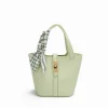 Lovely Plaid Scarf Plain Leather Women's Handbag