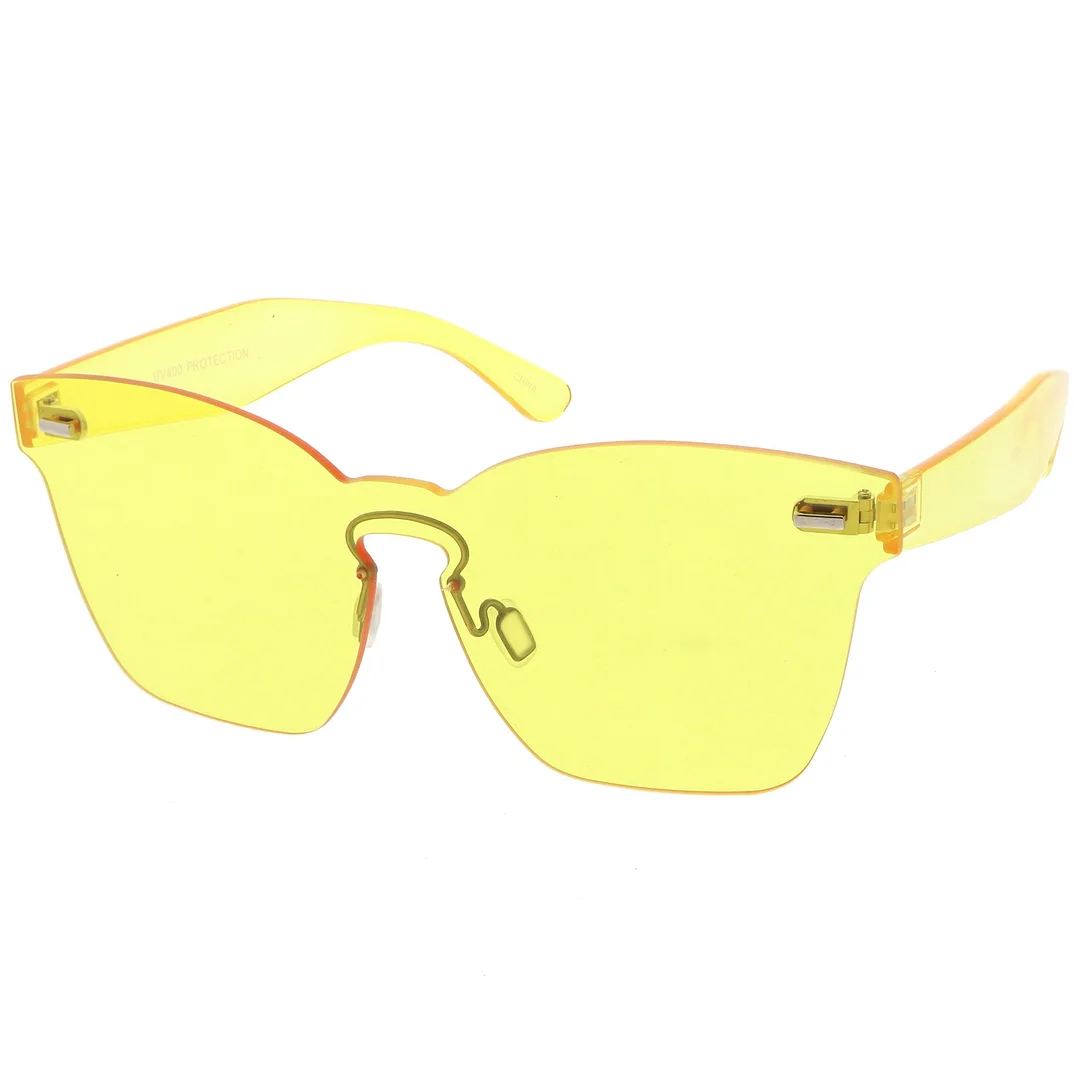 Oversize Rimless Keyhole Nose Bridge Mono Lens Horn Rimmed glasses 63mm