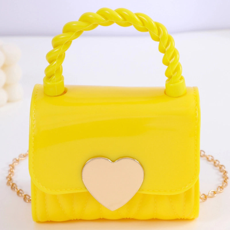 Kid’S Small PVC Cartoon Solid Color Cute Square Flip Cover Crossbody Bag