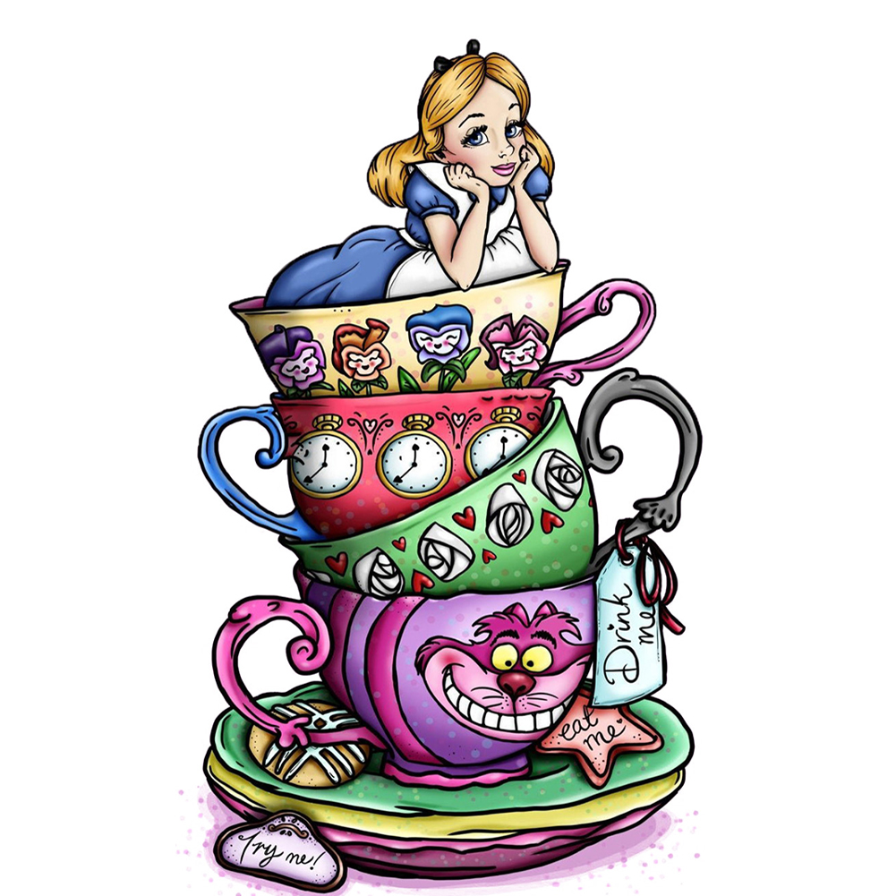 Tea Cup Princess Full 11CT Pre-stamped Canvas(30*50cm) Cross Stitch