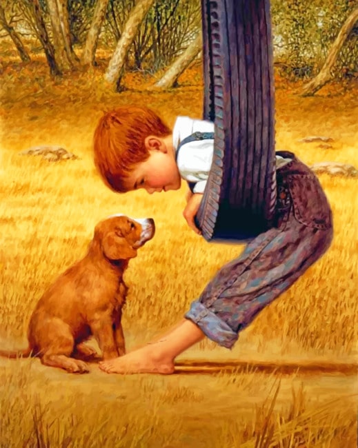 

Little Boy with His Pet – Paint By Numbers - 40*50CM, 501 Original