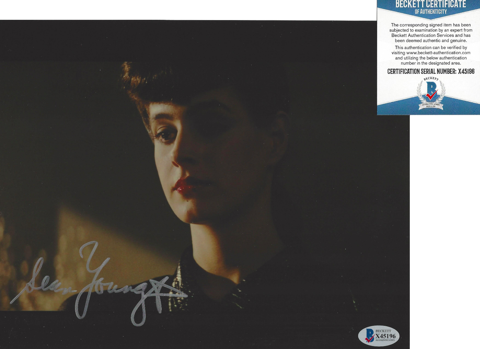 SEAN YOUNG SIGNED 'BLADE RUNNER' 8x10 MOVIE Photo Poster painting B ACTRESS BECKETT COA BAS