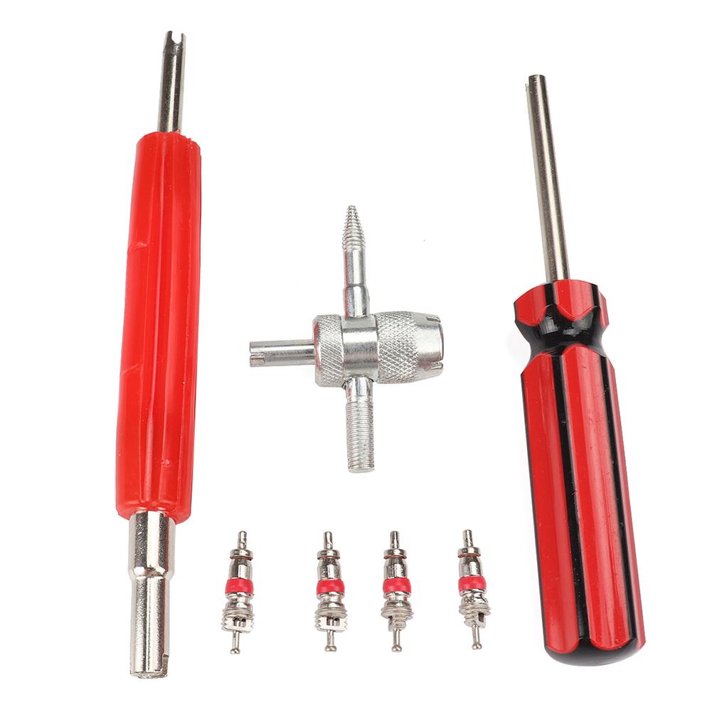 

4pcs Schrader Valve Cores with Dual Single Head Removers+4-Way Valve Tool, 501 Original
