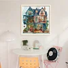 Blue Flower House-14CT Stamped Cross Stitch 50*50cm/19.69*19.69in