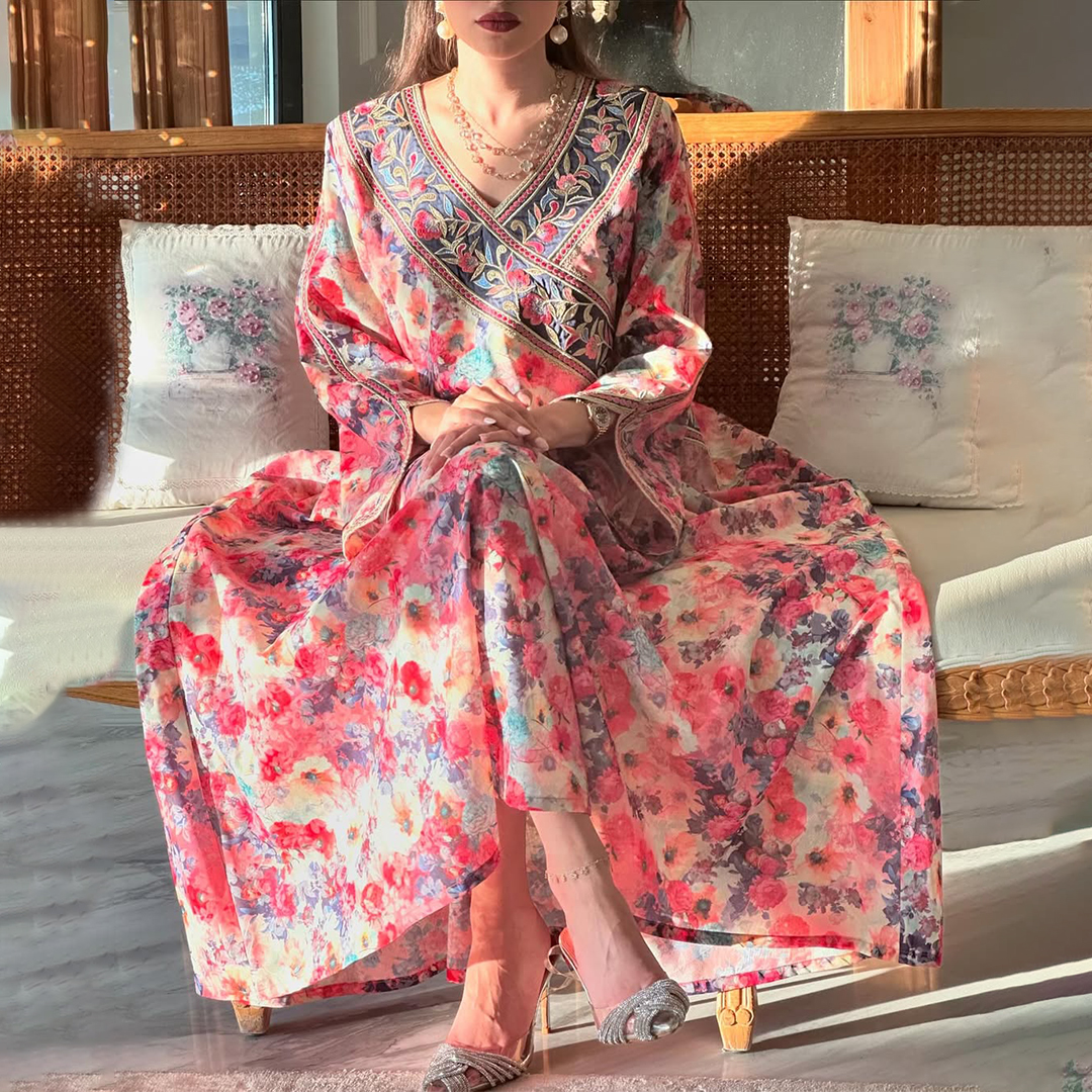 Women's Middle Eastern Printed Jalabiyas Dress