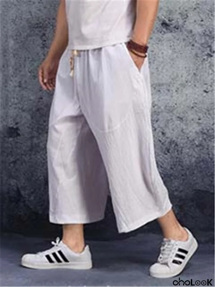 Casual Oversized Loose Plain Cropped Harem Pants