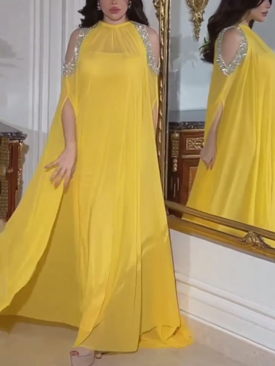 Rhinestone Cold Shoulder Round Neck Elegant Dress | Oxredo Shop Ramadan Sale