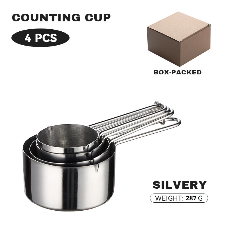 430 Stainless Steel Measuring Cup Measuring Spoon Suit 8-piece Rose Gold Wire Handle Measuring Spoon Measuring Cup 4-piece Set With Scale Gold