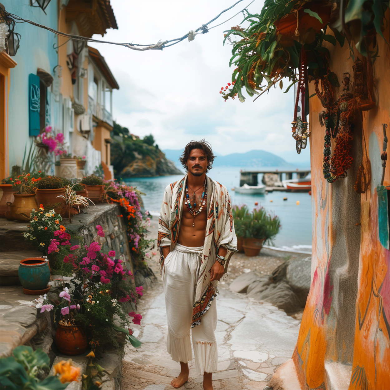 Mens Resort N Town Vacation Kimono