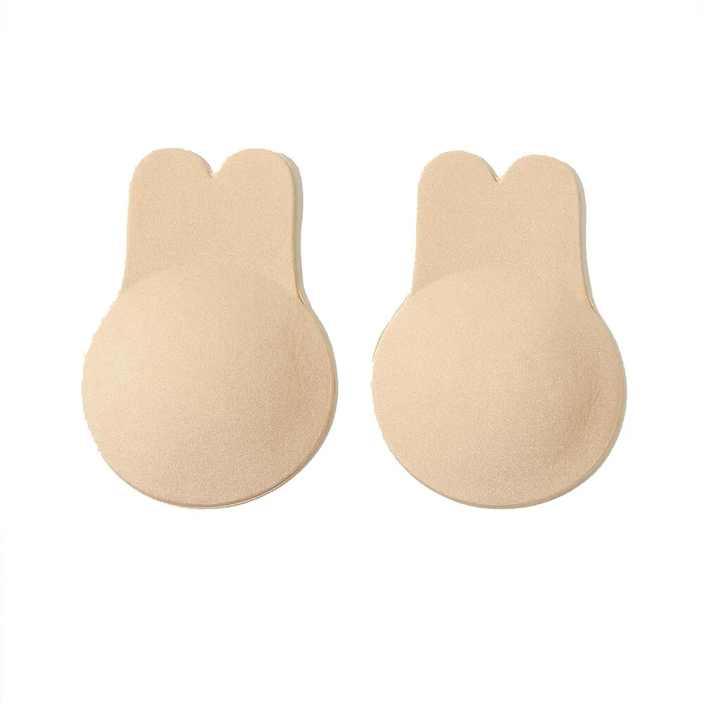 Billionm Pair Rabbit Ears Pulling Breast Stickers Reusable Silicone Bust Nipple Cover Anti-lighting Breast Lift Sticker Fox Bra