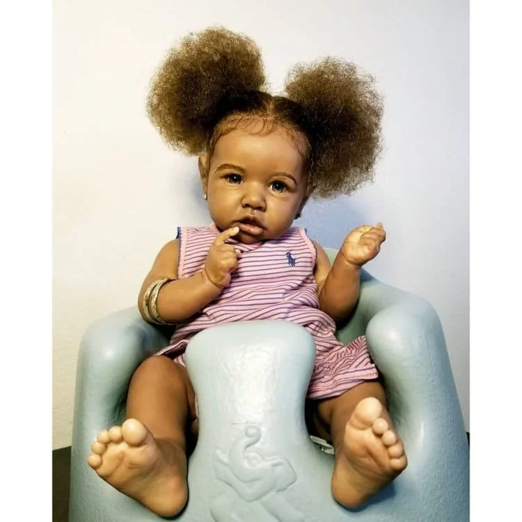 22'' Reborn Baby Girl Doll Full Body Vinyl Silicone African American Black  Bath