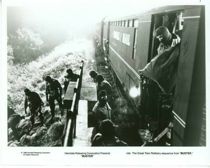 Buster train robbery scene original Press 8X10 Photo Poster painting