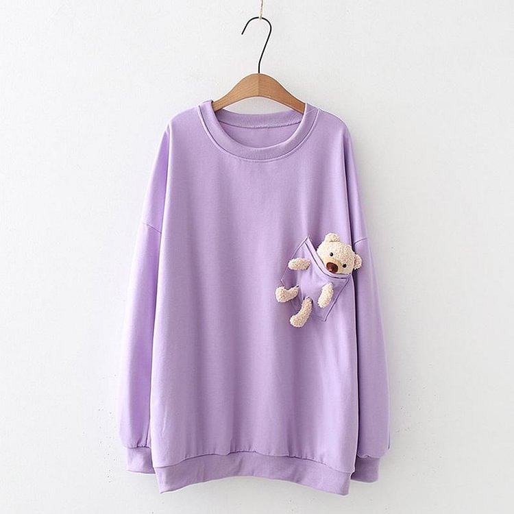 Bear Pocket Loose Sweatshirt - Modakawa