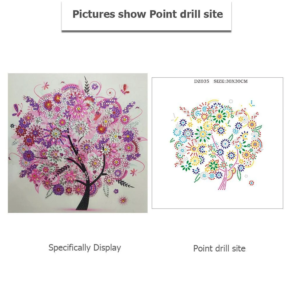 Diamond Painting - Special Shaped Drill - Pink Tree(30*30cm)