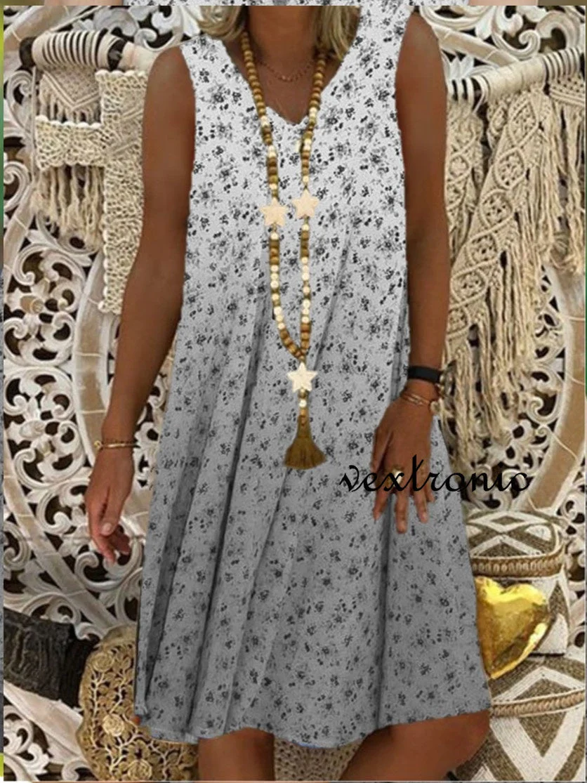 Women Half Sleeve V-neck Solid Color Dress