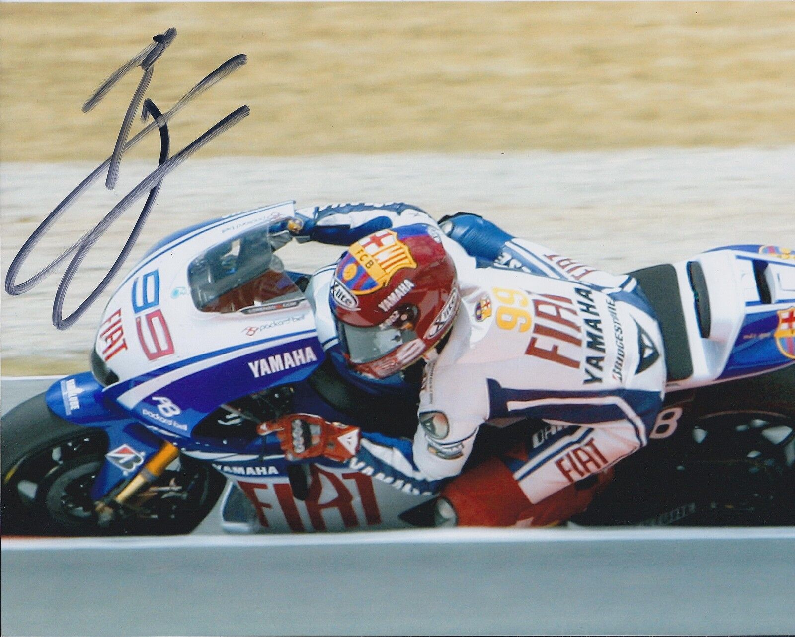 Jorge Lorenzo SIGNED MotoGP Champion Barcelona YAMAHA 10x8 Photo Poster painting AFTAL