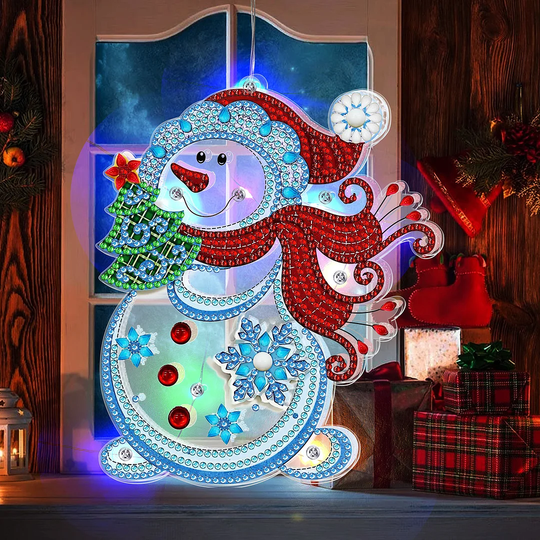 5D Christmas Diamond Painting Hanging Light Festive Rhinestone Lamp Pendant