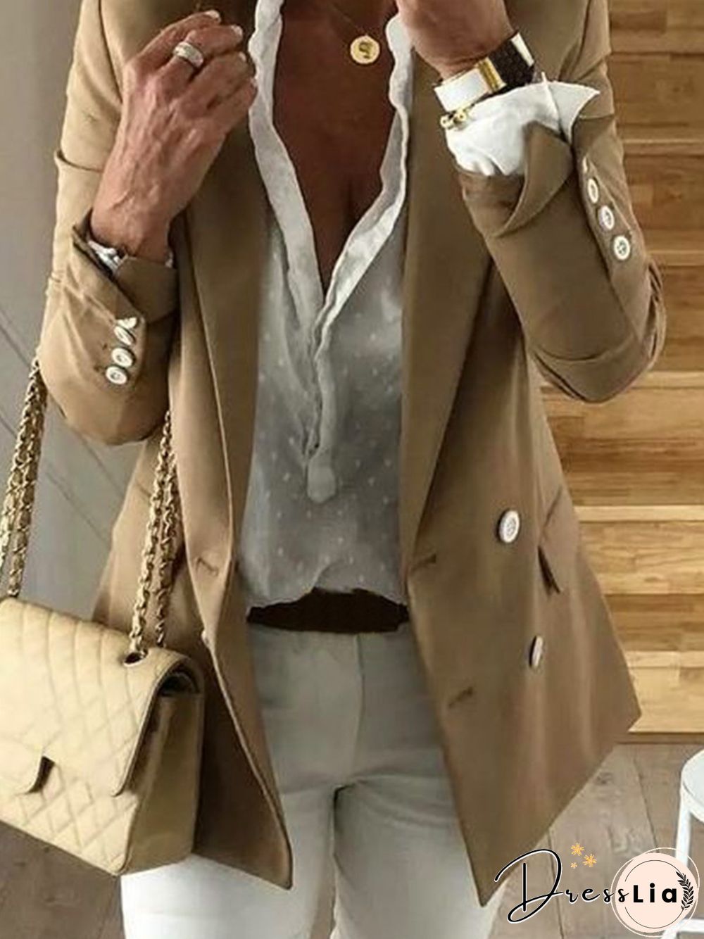 Casual Long Sleeve Outwears Blazer