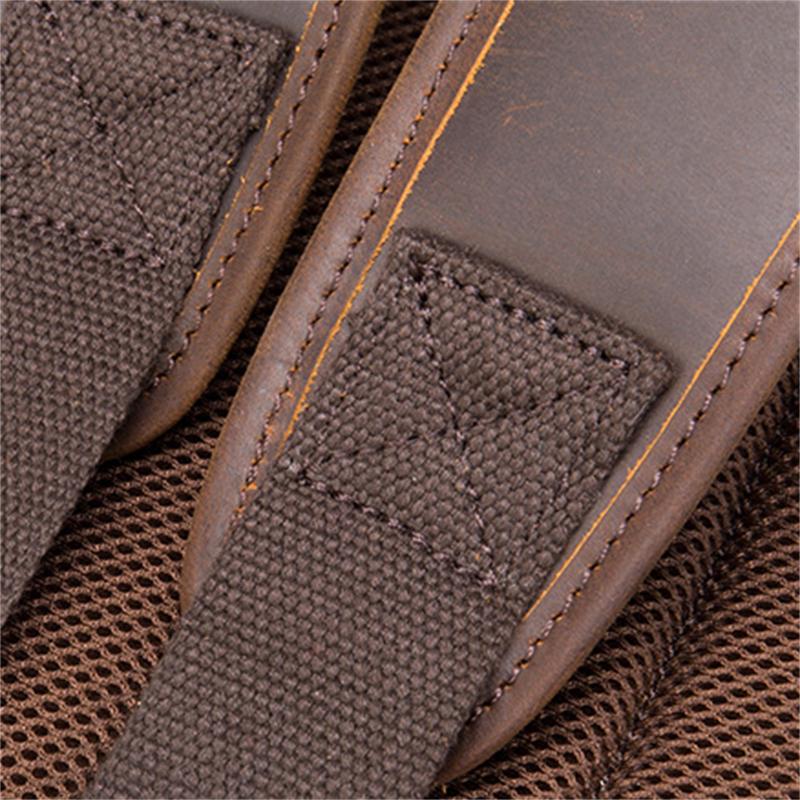 Classic Handbag Retro Leather Computer Large-Capacity Breathable Backpack