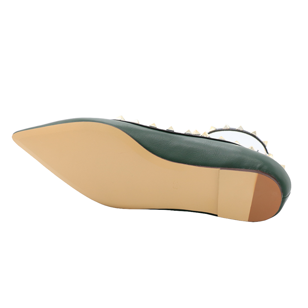 Women's Flats Rivets Rockstud Daily Pointed Toe Ballet Green Shoes Matte-vocosishoes