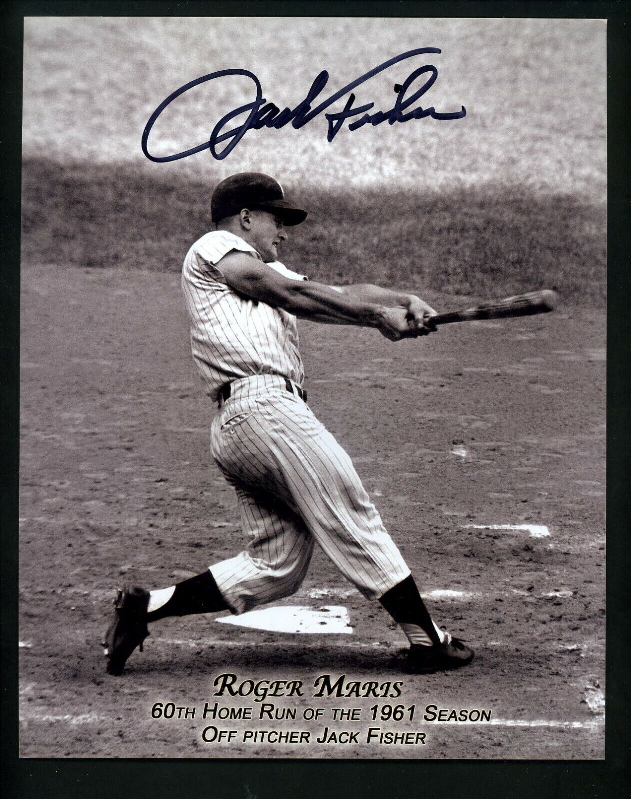 Jack Fisher Signed 8x10 Photo Poster painting of Roger Maris hitting his 60th Home Run Yankees